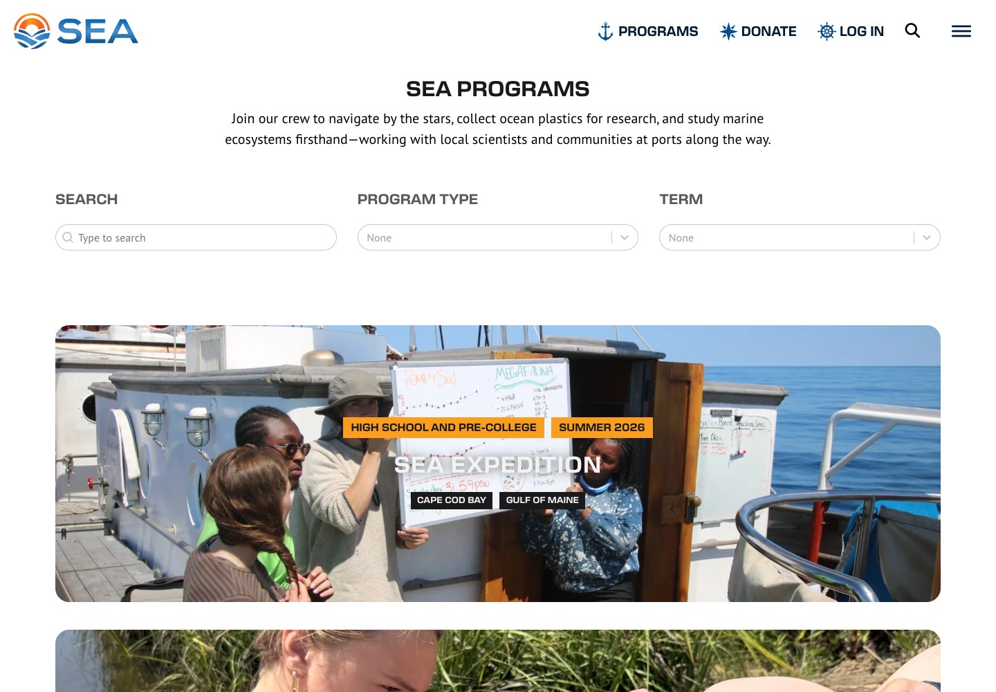 Sea Education Association website — desktop view, September 2026